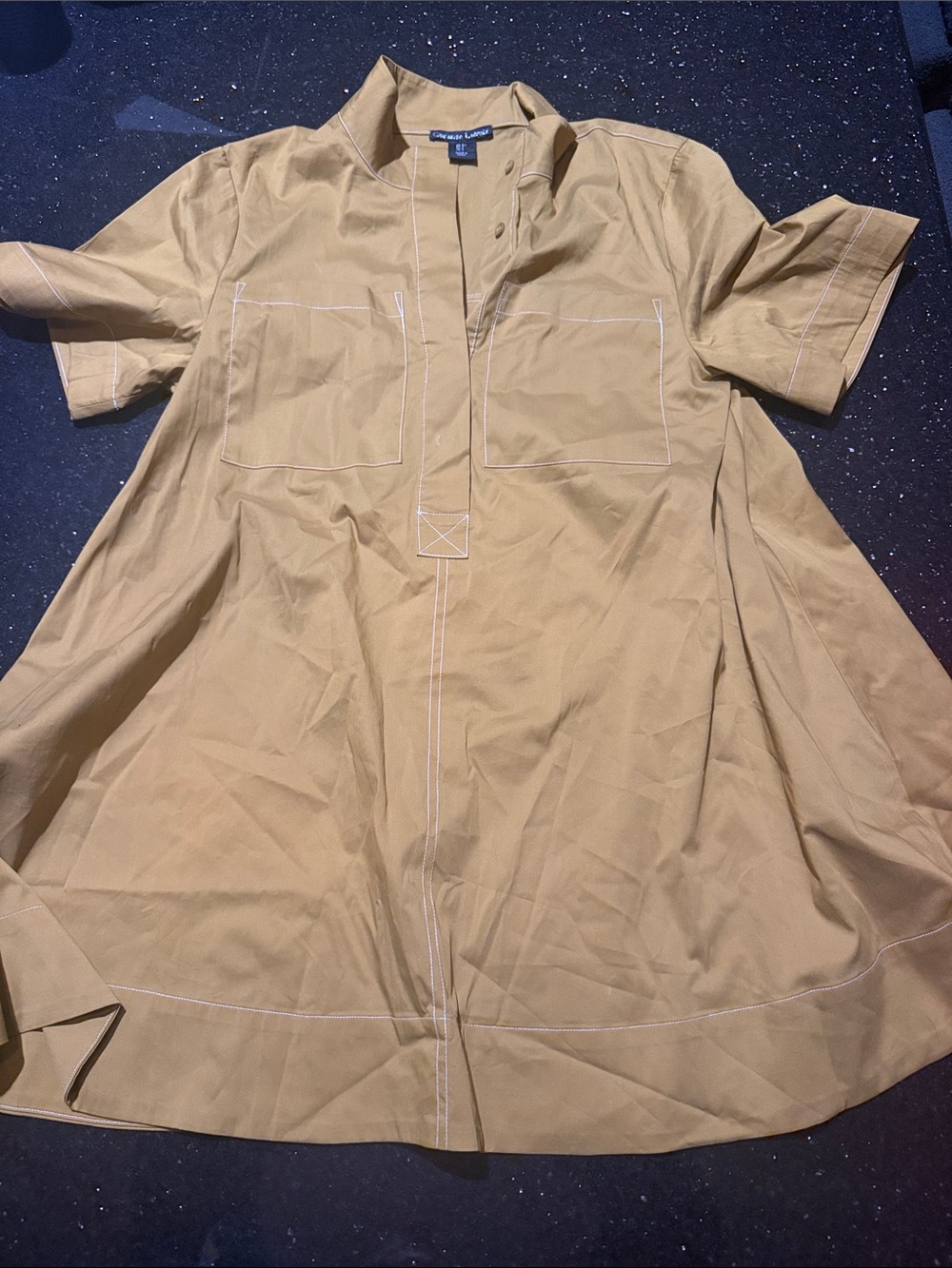 Christian Lacroix Short-Sleeve Button Popover Shirt dress